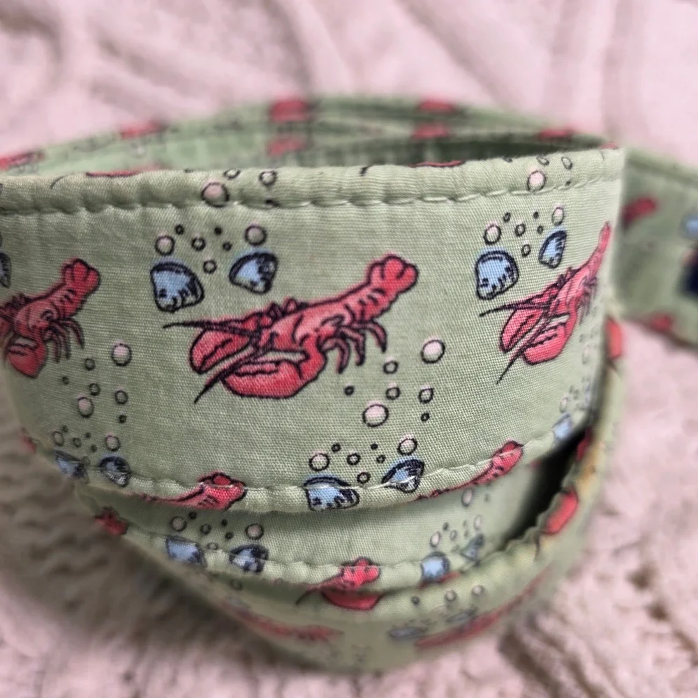 Vineyard Vines Cotton D-Ring Belt Green Lobster Print Mens Large